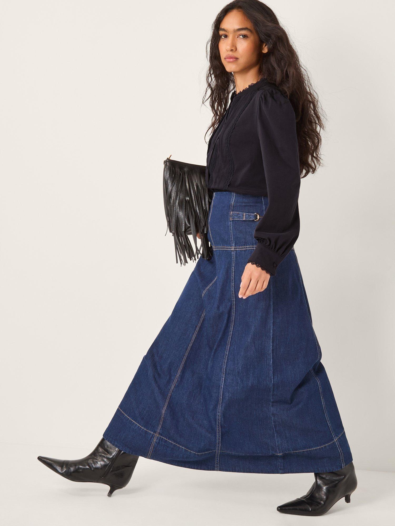 Product image 4 of 5, which shows Monsoon Layla Lace Trim Shirt, Navy, S