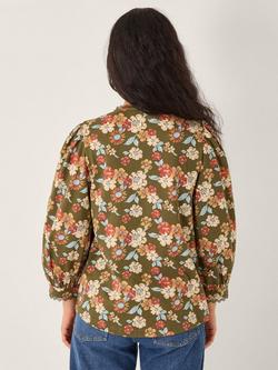 Monsoon Olive Floral Jersey Shirt, Khaki - view 2, Khaki