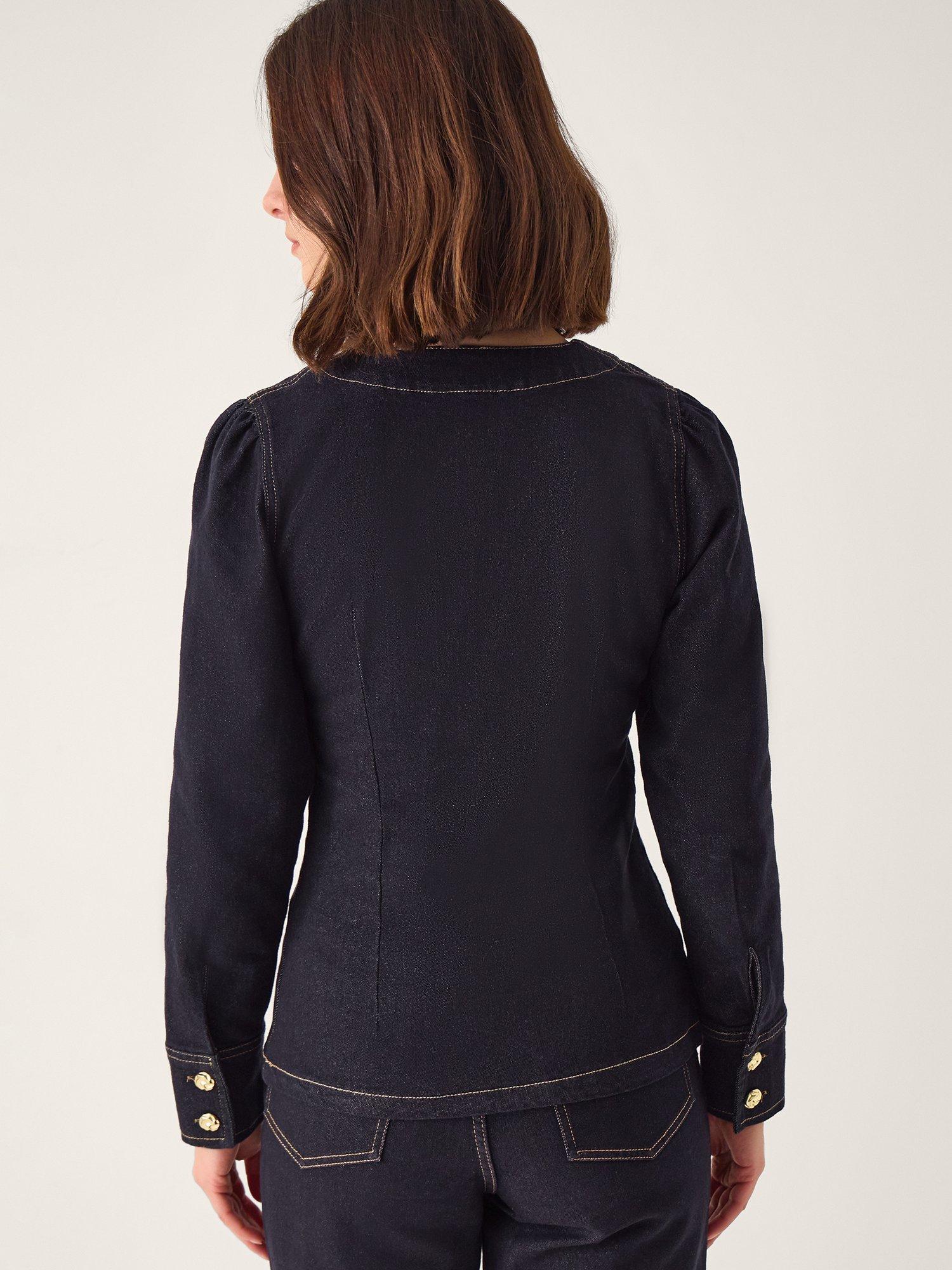 Product image 2 of 5, which shows Monsoon Teri Tailored Denim Shirt, Indigo, 8