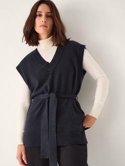 Monsoon Cohen Cable Knit Detail Knit Top, Navy, Navy