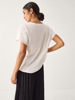 Monsoon Amaya Crochet V-Neck T-Shirt - view 2, White