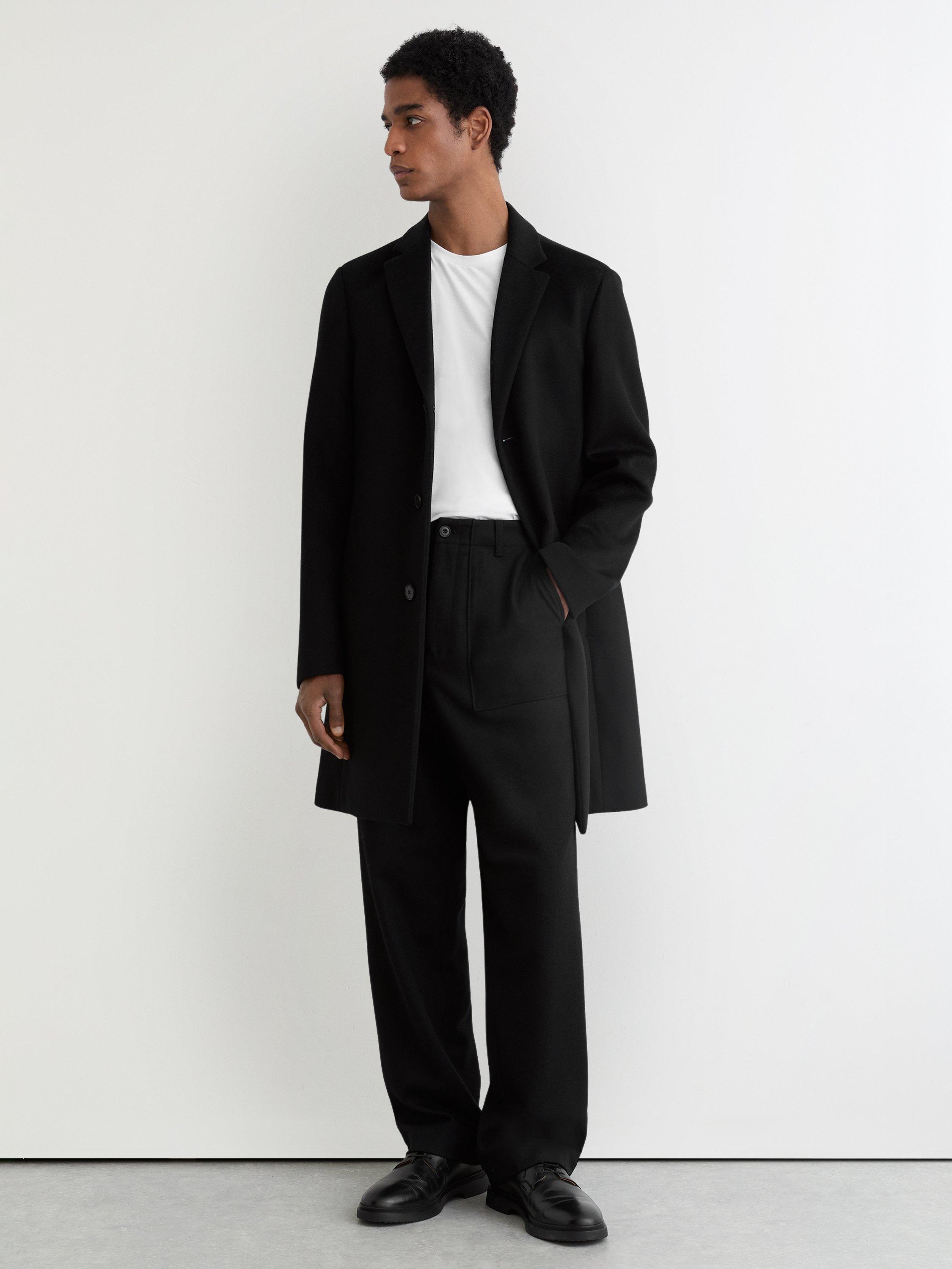 Product image 1 of 4, which shows Reiss Chain Wool Blend Trousers, Black, 28R