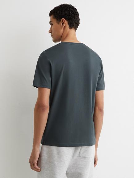 Reiss Bless Cotton Regular Fit Short Sleeve T-Shirt, Blue - view 2, Blue