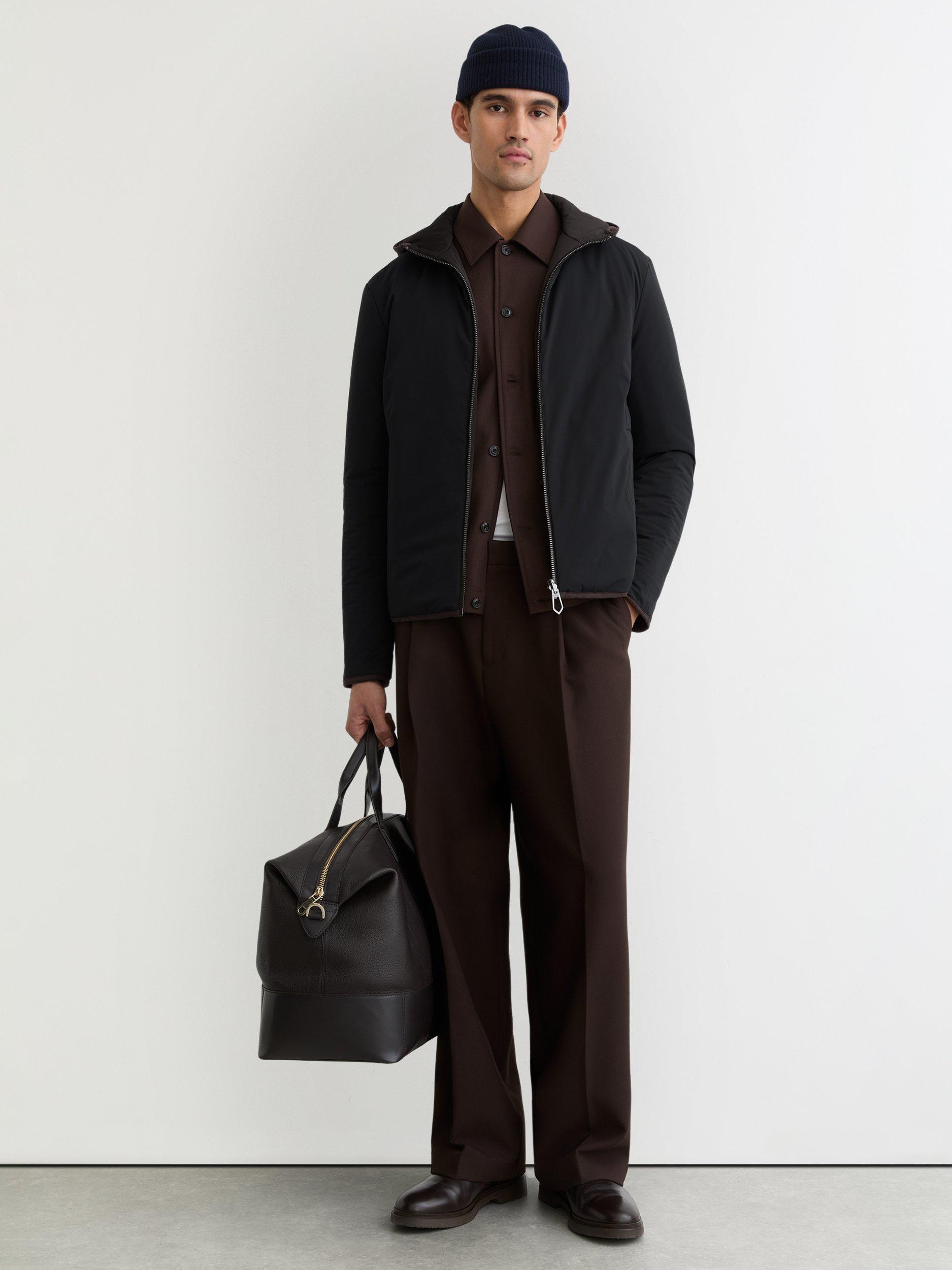 Product image 4 of 5, which shows Reiss Devonay Puffer Jacket, Navy/Brown, XS