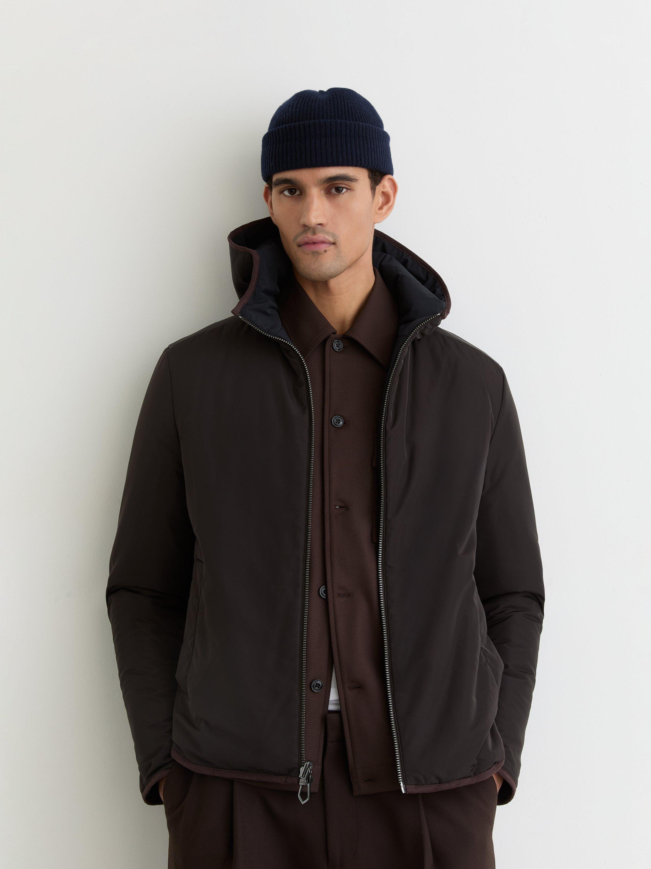 Product image 5 of 5, which shows Reiss Devonay Puffer Jacket, Navy/Brown, XS
