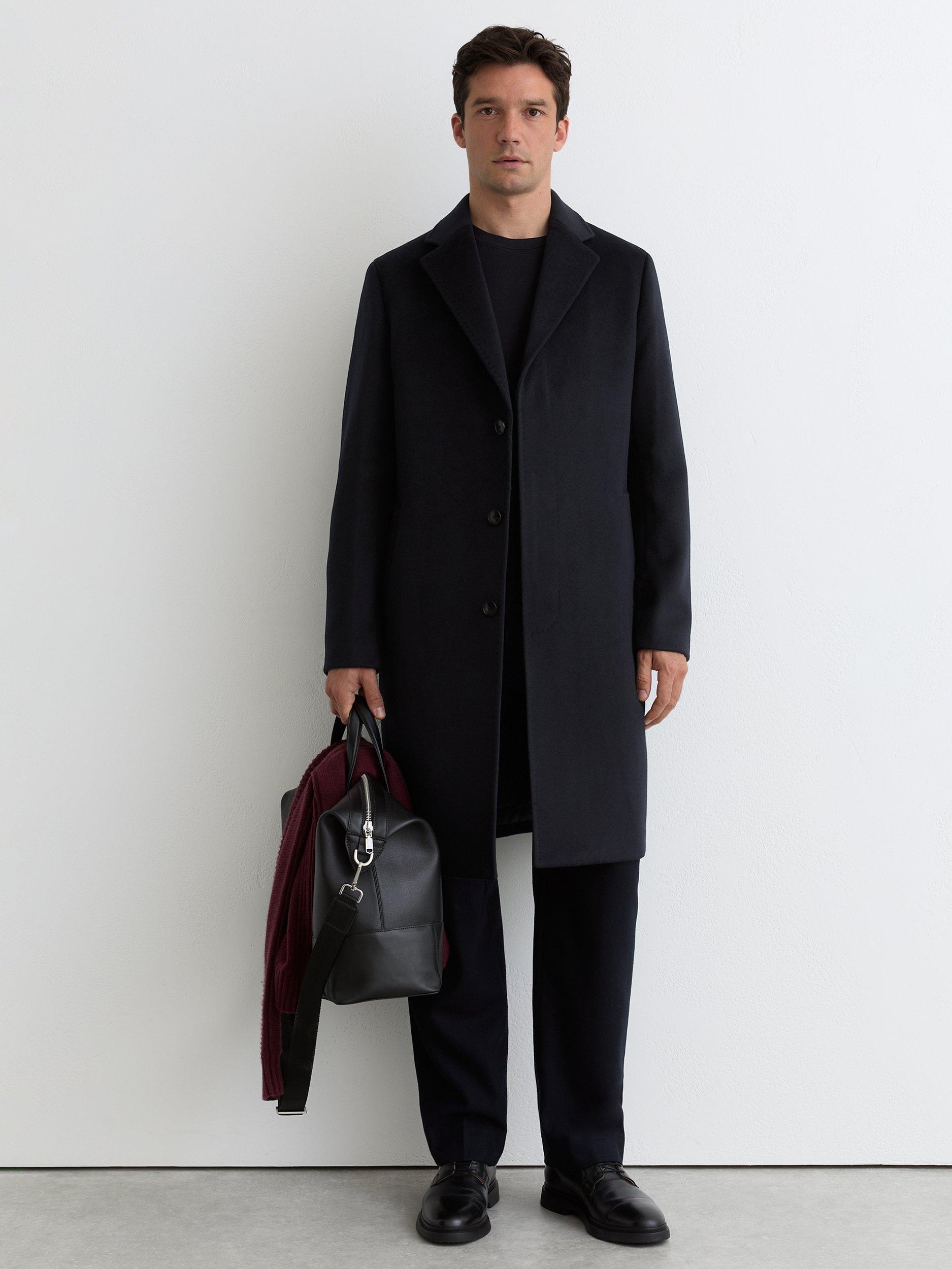 Product image 1 of 5, which shows Reiss Empire Wool Blend Overcoat, Navy, XS