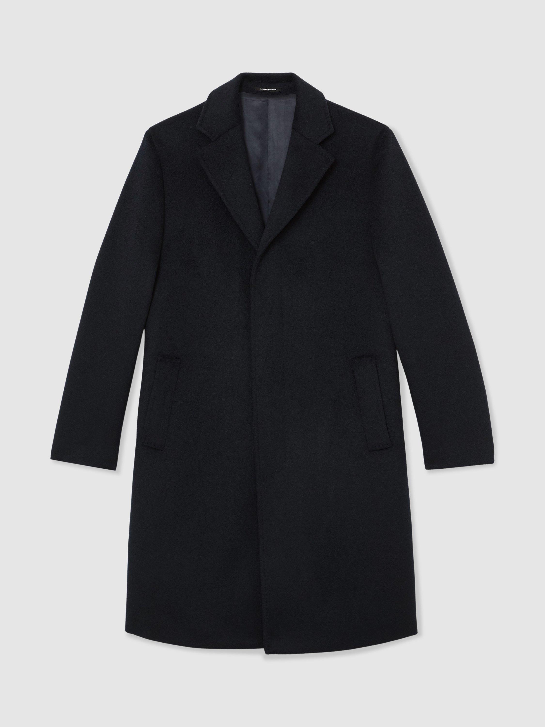 Product image 4 of 5, which shows Reiss Empire Wool Blend Overcoat, Navy, XS