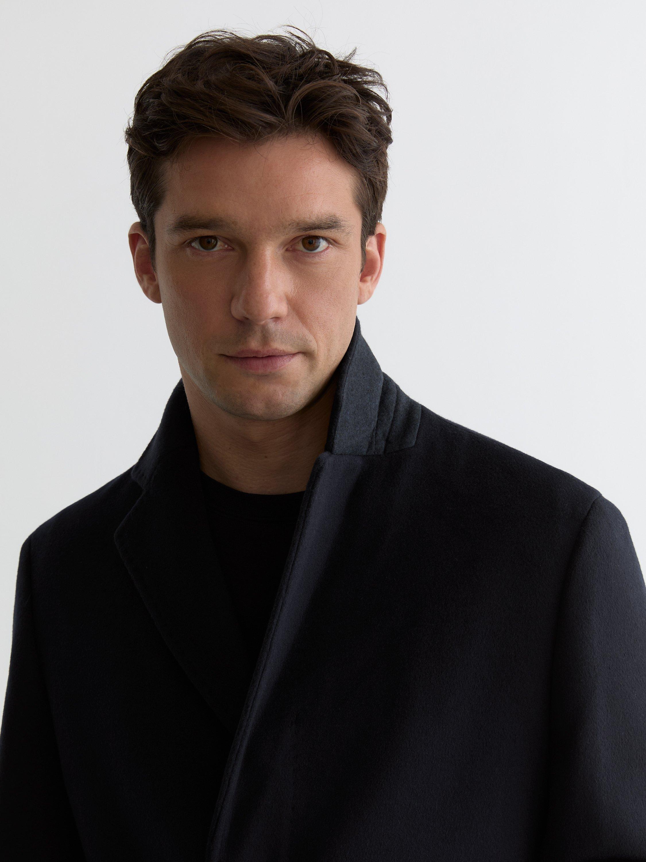 Product image 5 of 5, which shows Reiss Empire Wool Blend Overcoat, Navy, XS