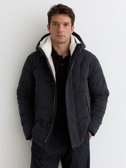 Reiss Klause Fleece Lined Hooded Puffer Jacket, Navy