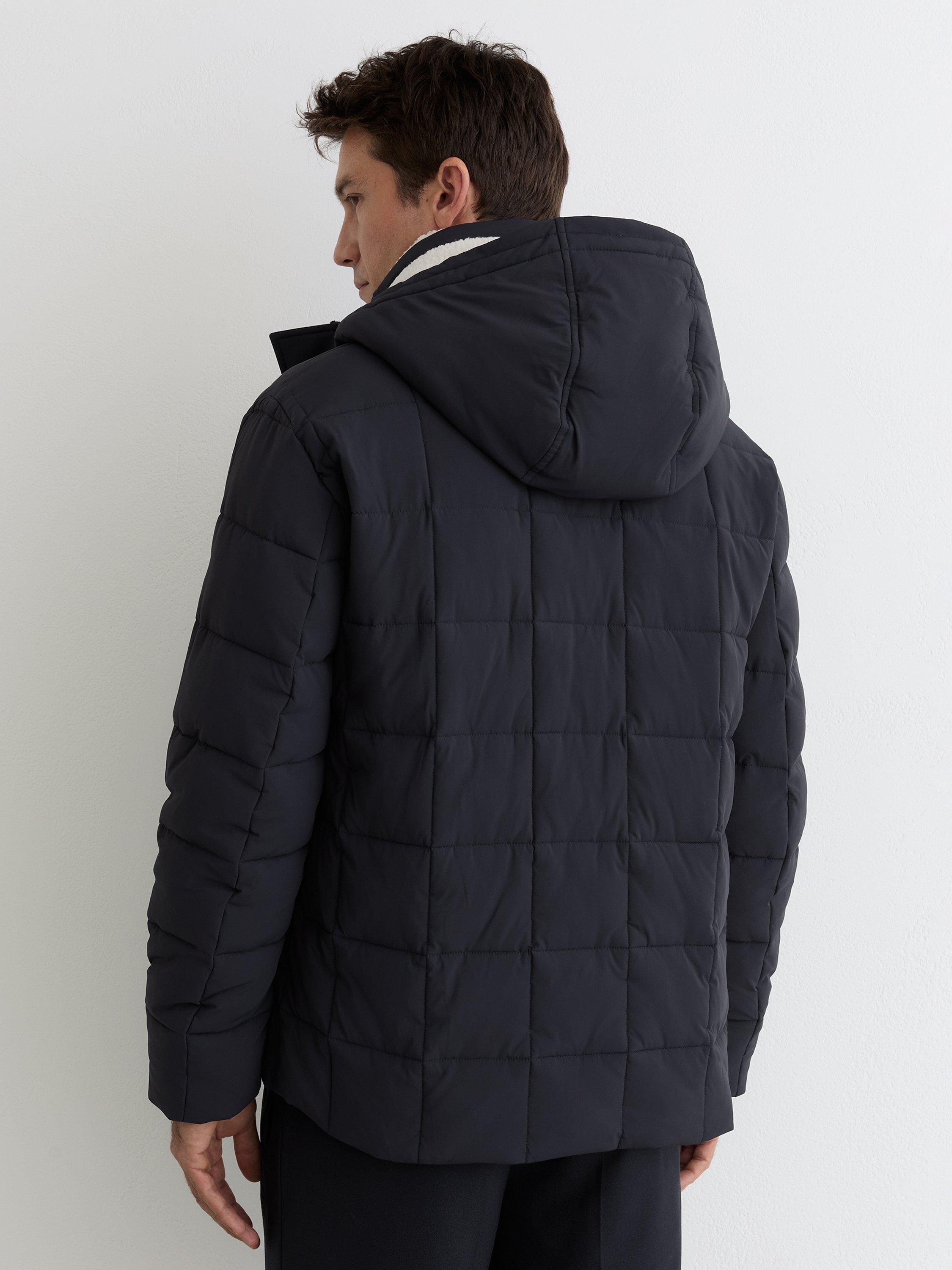 Product image 2 of 5, which shows Reiss Klause Fleece Lined Hooded Puffer Jacket, Navy, XS
