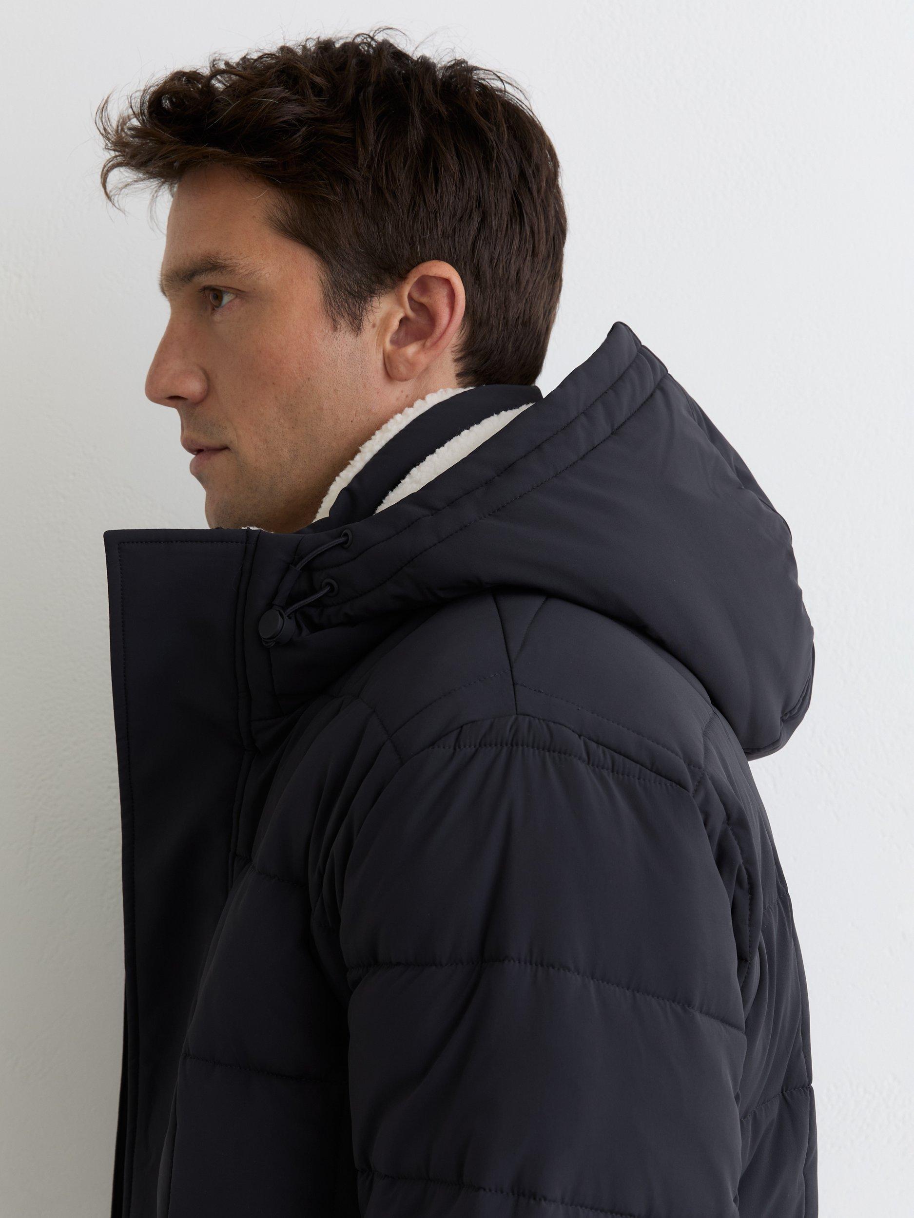 Product image 4 of 5, which shows Reiss Klause Fleece Lined Hooded Puffer Jacket, Navy, XS