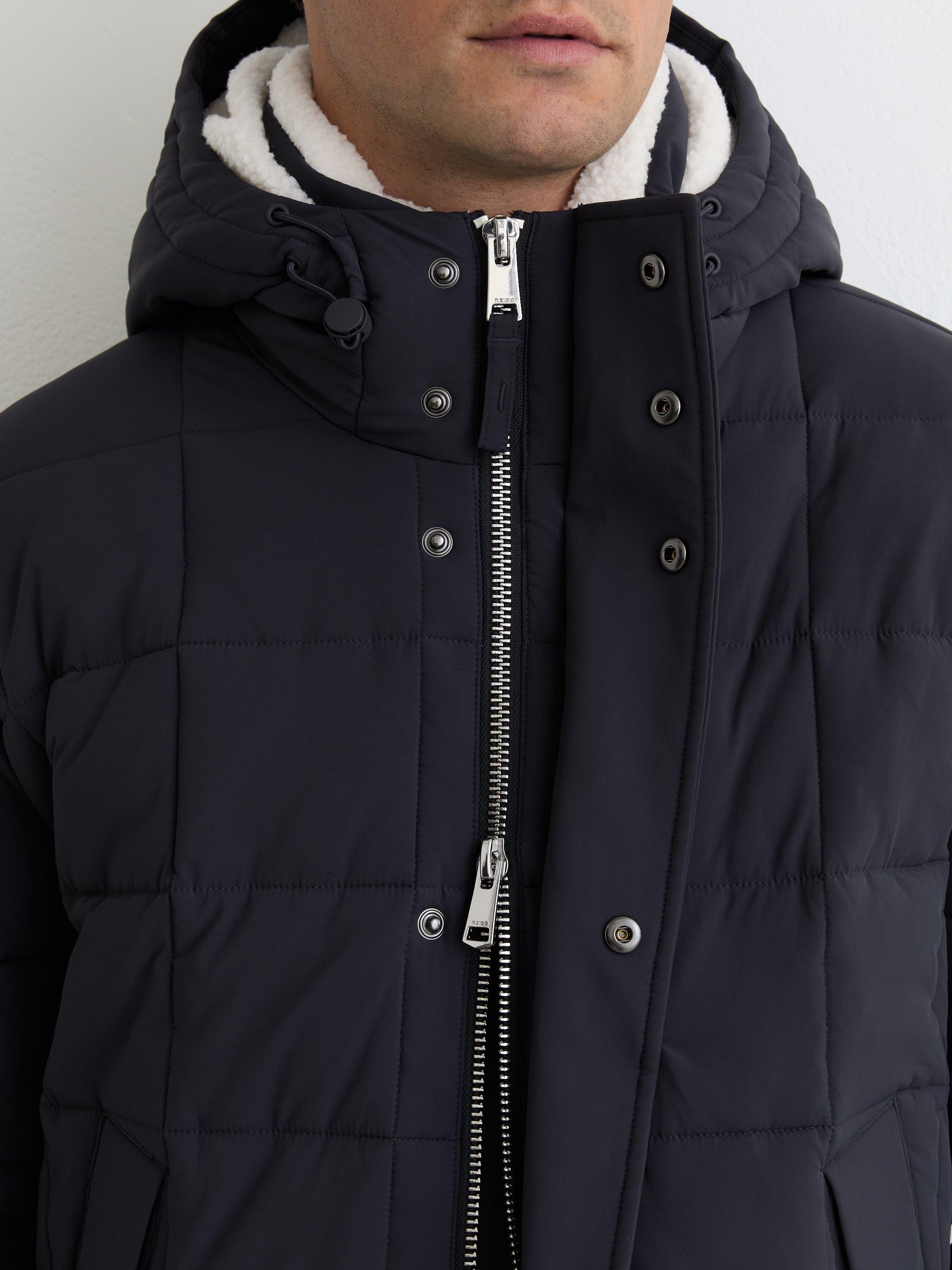 Product image 5 of 5, which shows Reiss Klause Fleece Lined Hooded Puffer Jacket, Navy, XS