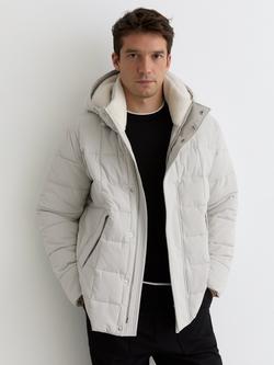 Reiss Klause Fleece Lined Hooded Puffer Jacket, Stone