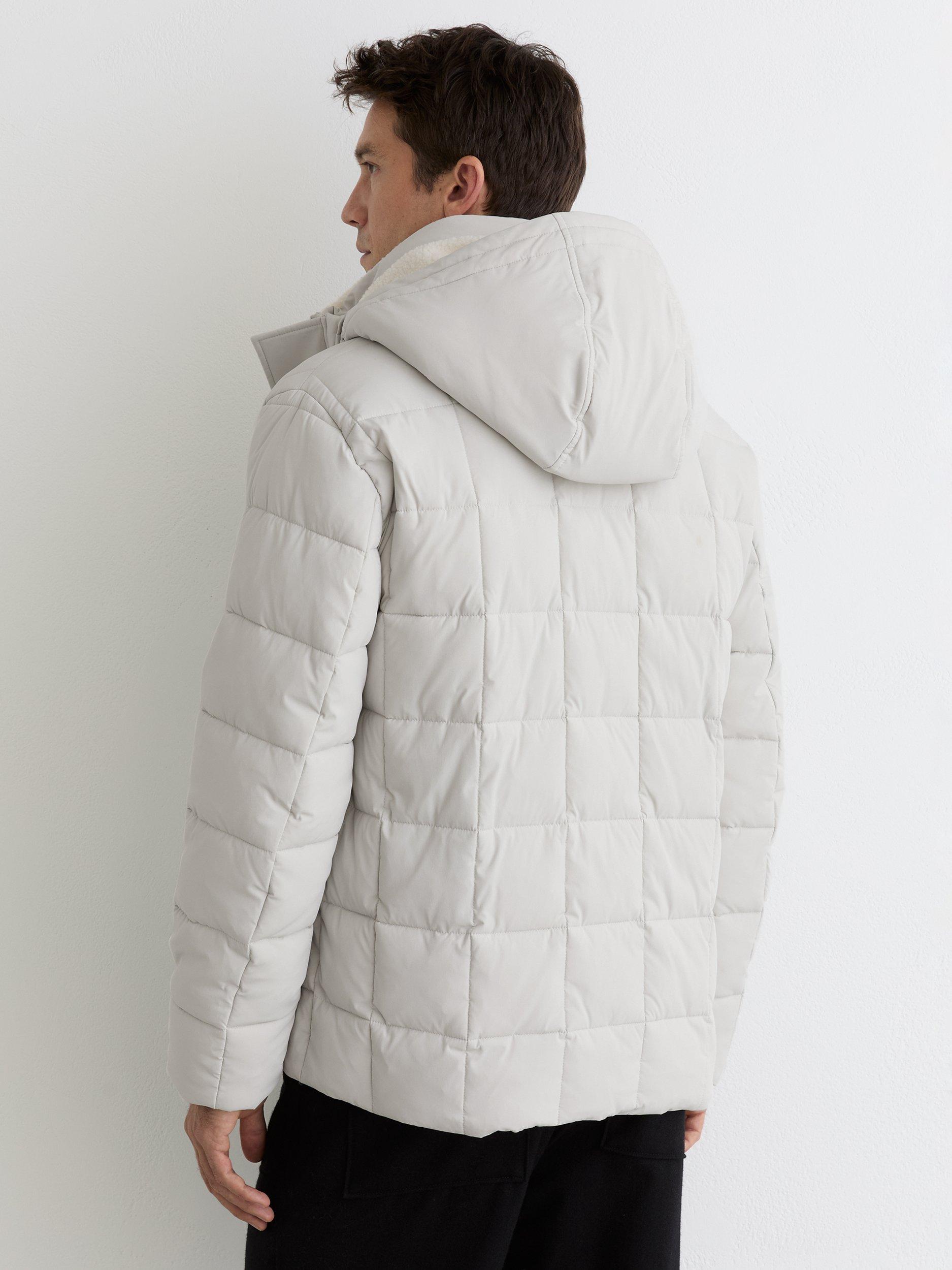 Product image 2 of 5, which shows Reiss Klause Fleece Lined Hooded Puffer Jacket, Stone, XS