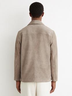 Reiss Silvano Soft Suede Heavy Overshirt, Grey - view 2, Grey