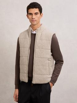 Reiss Otley Rib-Knit Zip-Through Gilet, Oatmeal, Oatmeal