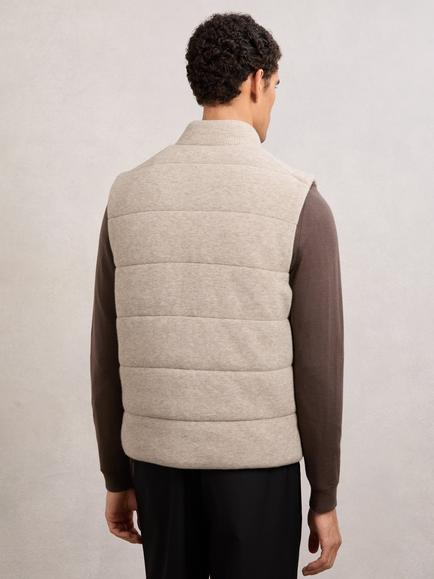 Reiss Otley Rib-Knit Zip-Through Gilet, Oatmeal - view 2, Oatmeal