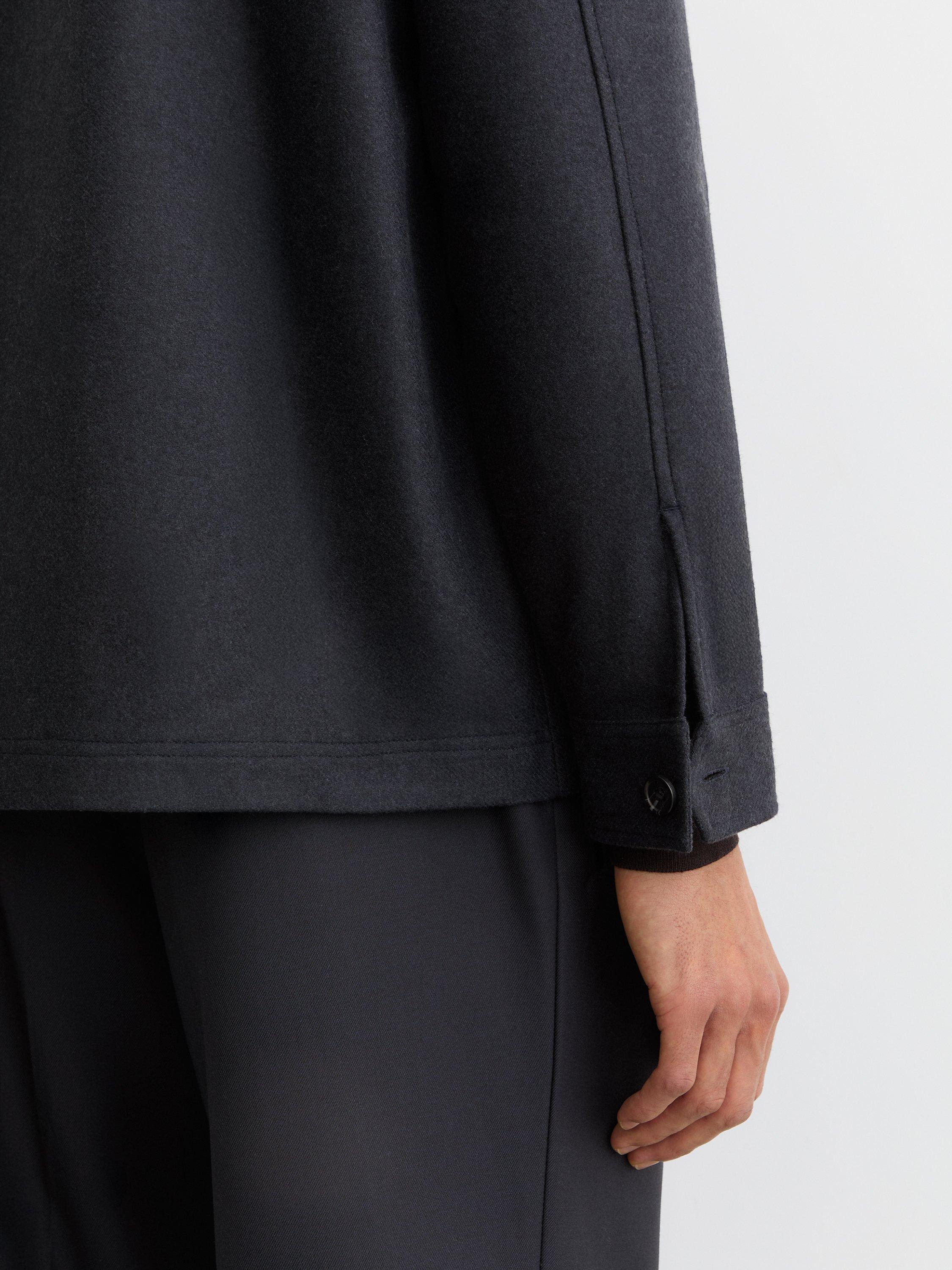 Product image 2 of 5, which shows Reiss Cooper Wool-Blend Patch-Pocket Overshirt, Navy, XS