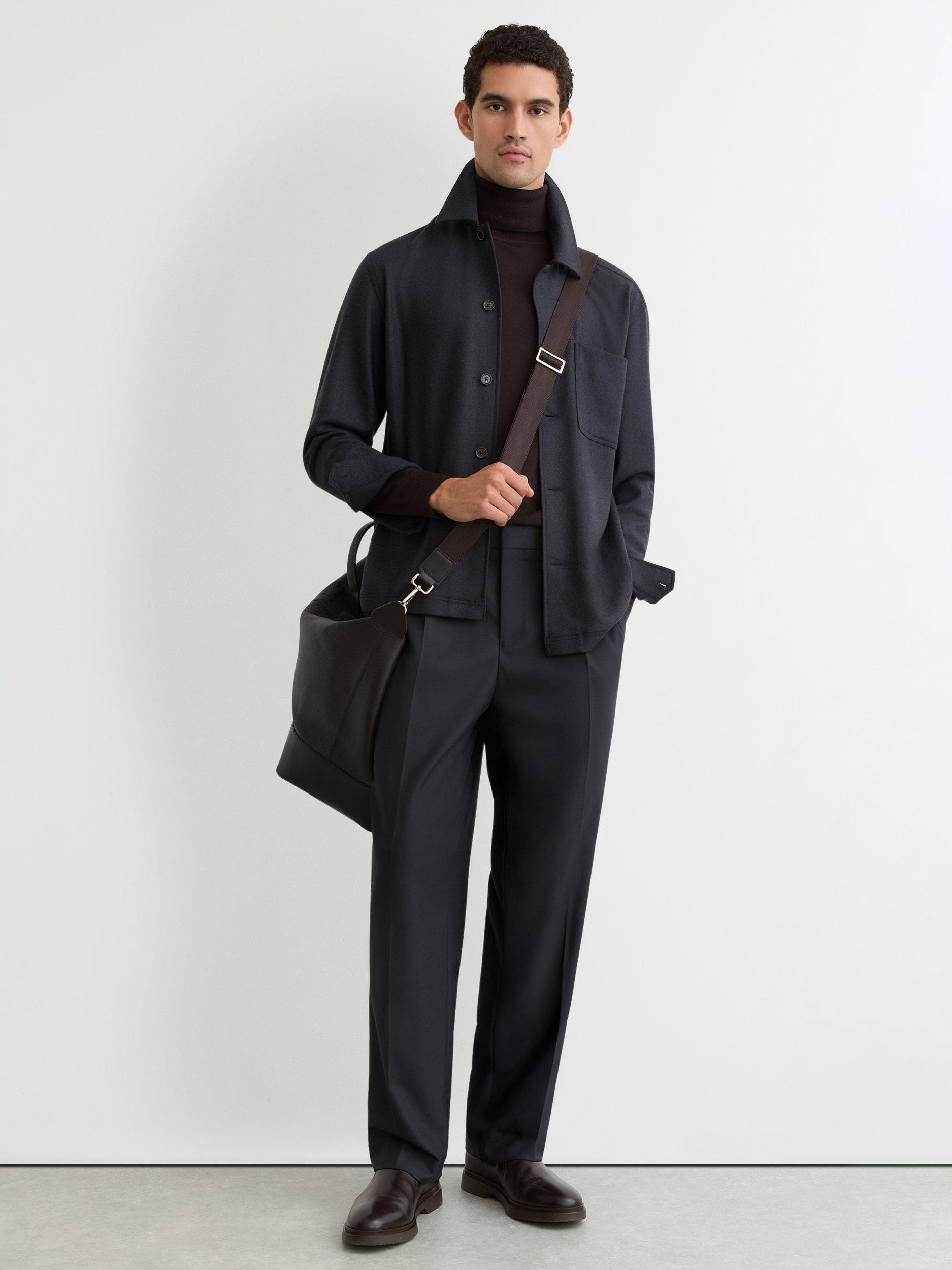 Product image 4 of 5, which shows Reiss Cooper Wool-Blend Patch-Pocket Overshirt, Navy, XS