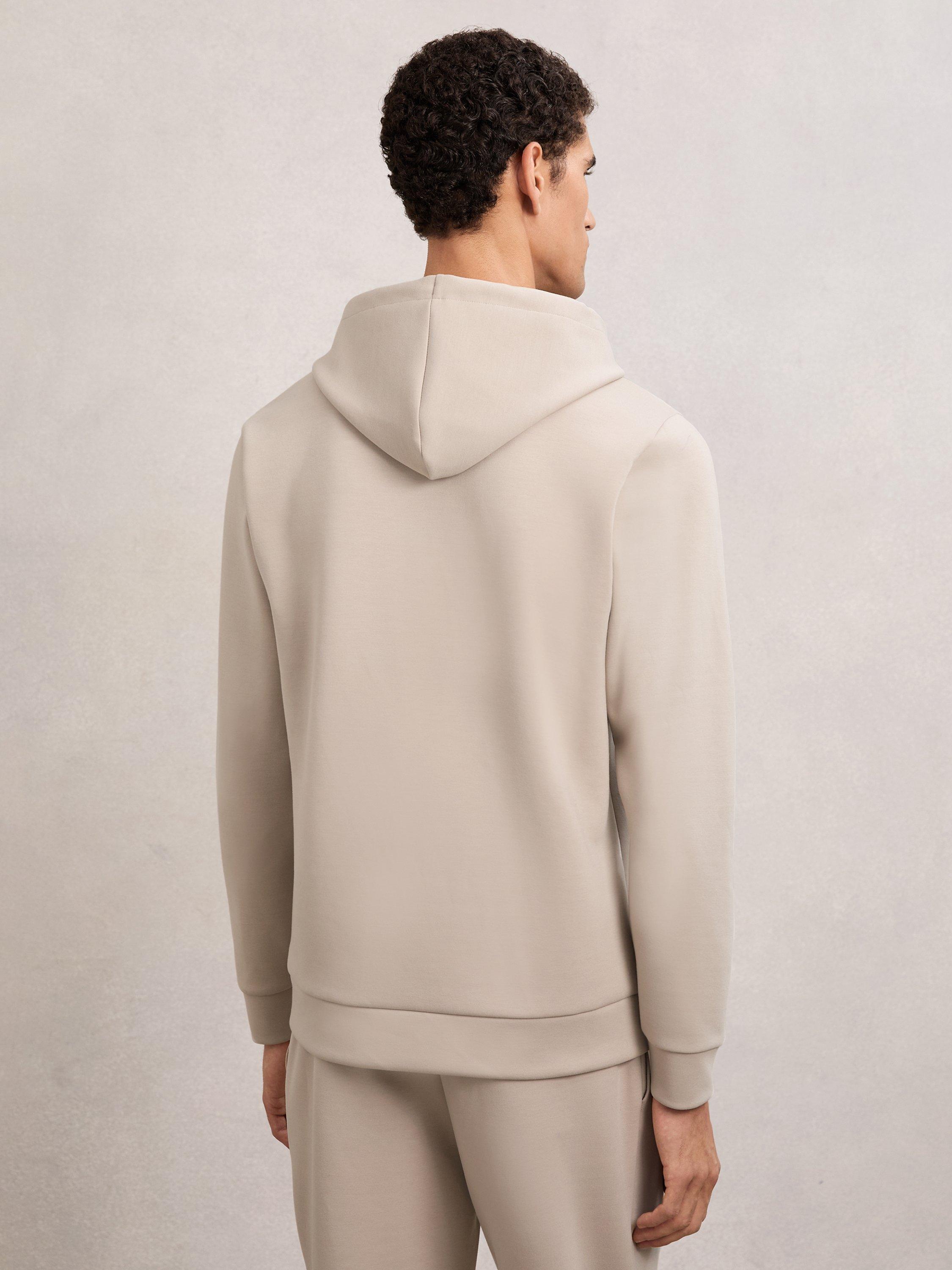Product image 2 of 5, which shows Reiss Fabien Long Sleeve Interlock Hoodie, Stone, XS