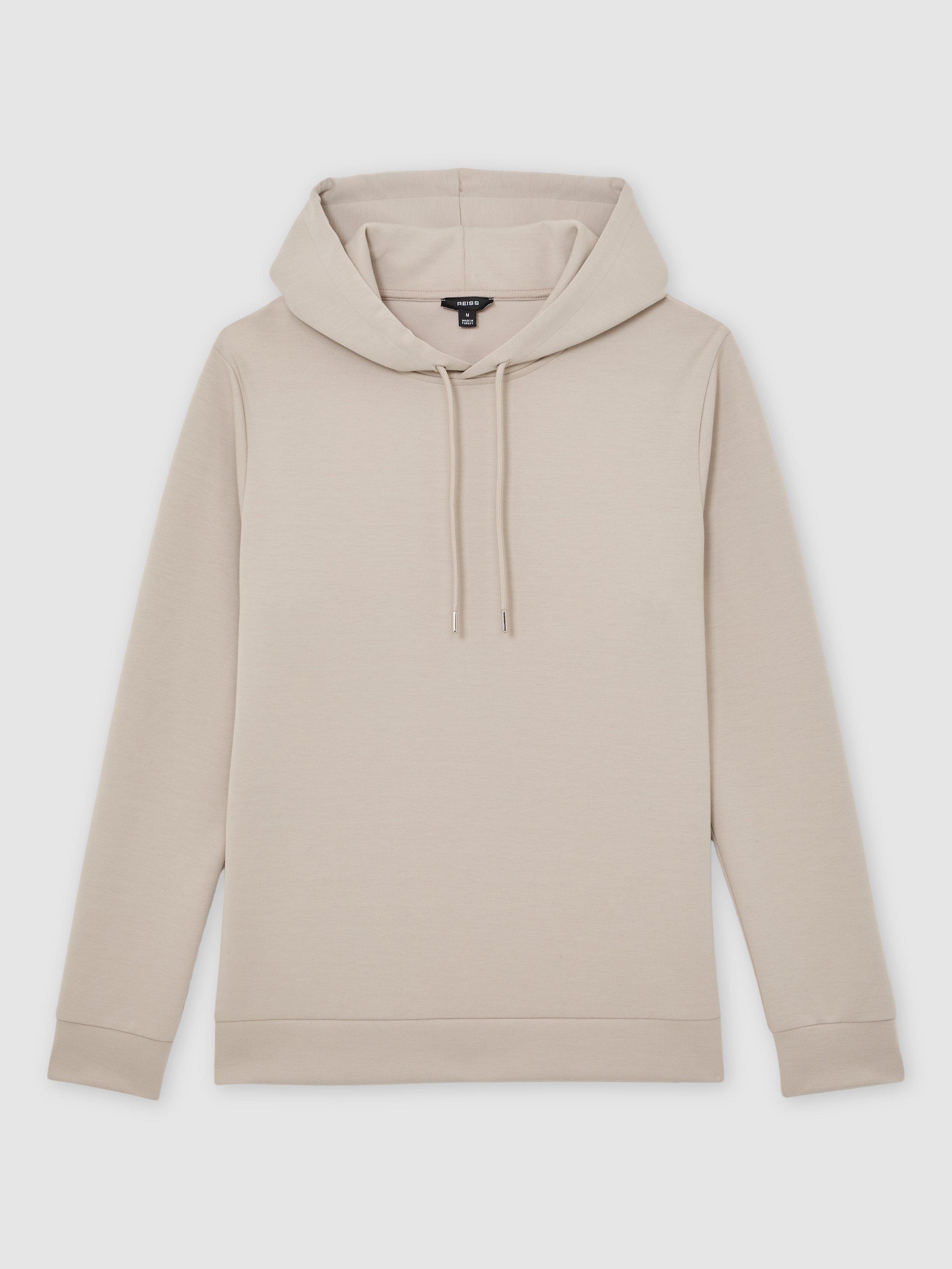 Product image 3 of 5, which shows Reiss Fabien Long Sleeve Interlock Hoodie, Stone, XS