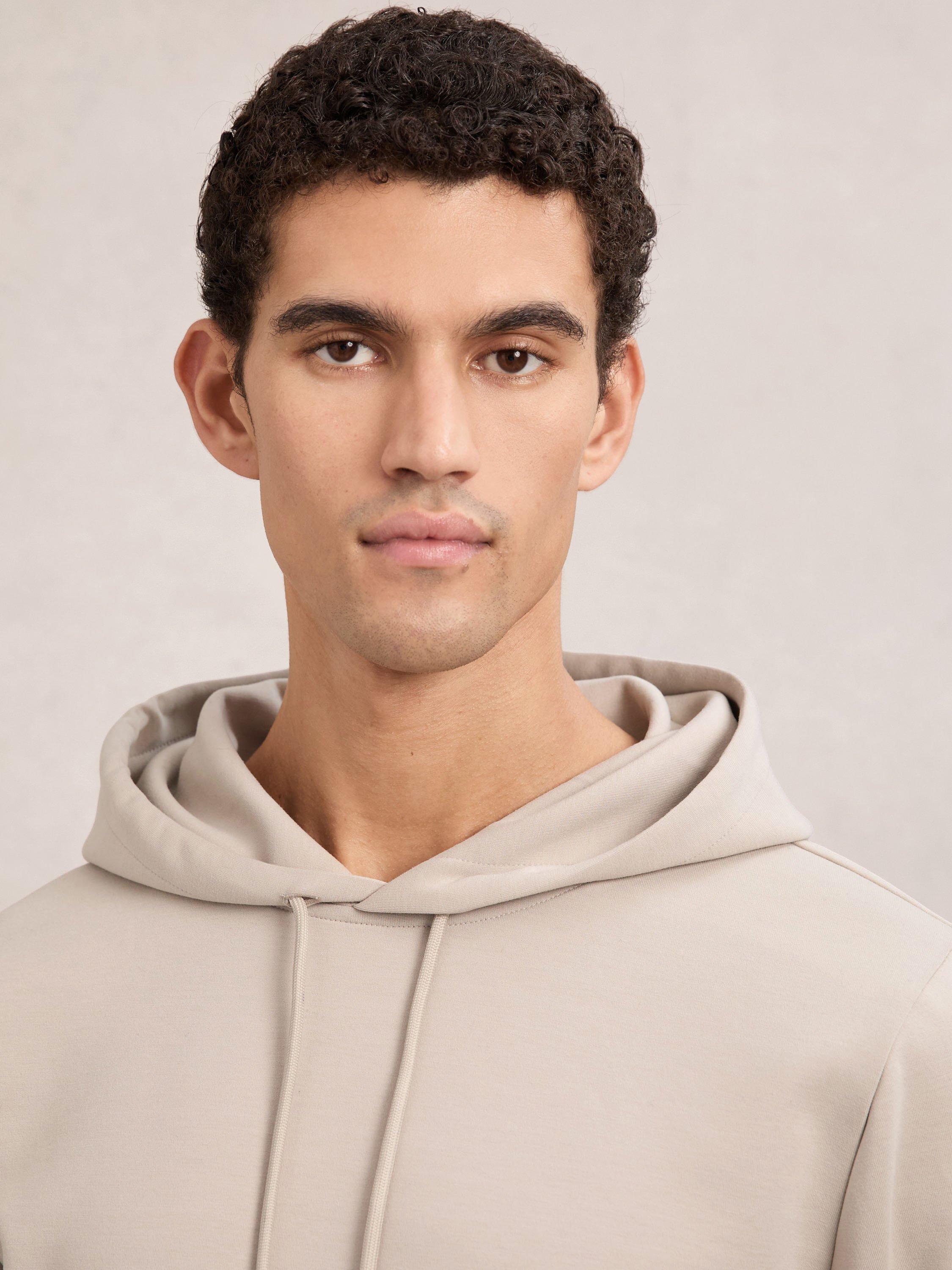 Product image 5 of 5, which shows Reiss Fabien Long Sleeve Interlock Hoodie, Stone, XS