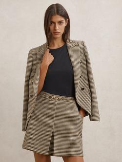 Reiss Beatrix Check Wool Blend Mini Skirt, Neutral, Neutral