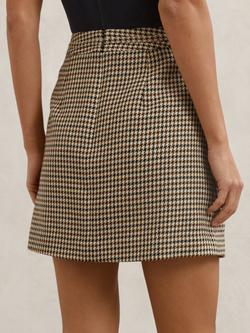 Reiss Beatrix Check Wool Blend Mini Skirt, Neutral - view 2, Neutral