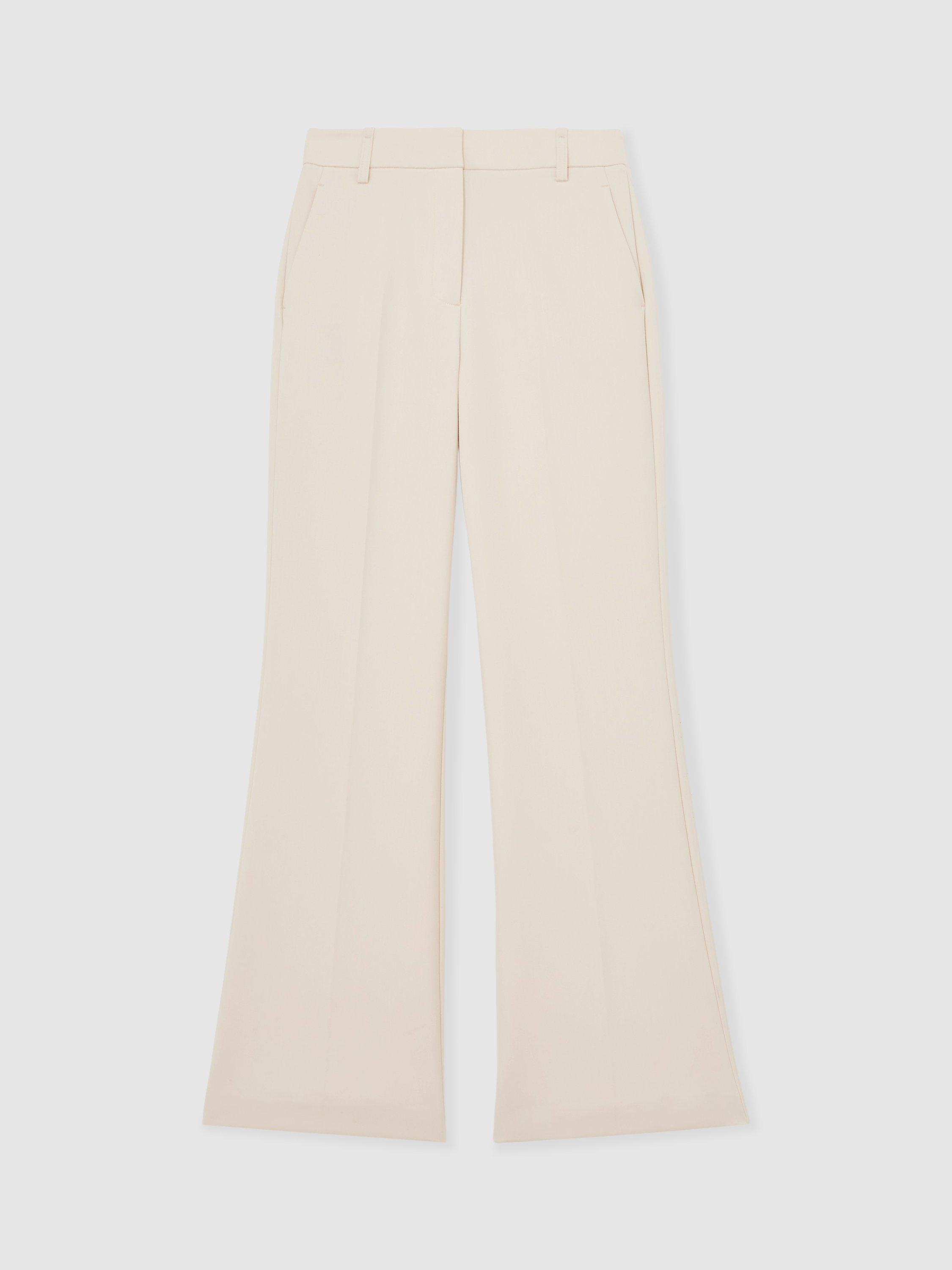 Product image 3 of 5, which shows Reiss Leona Rope Belt Flared Trousers, Cream, 6R