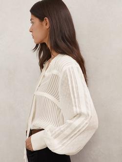 Reiss Josephine Stripe Tie Detail Top, Ivory - view 2, Ivory