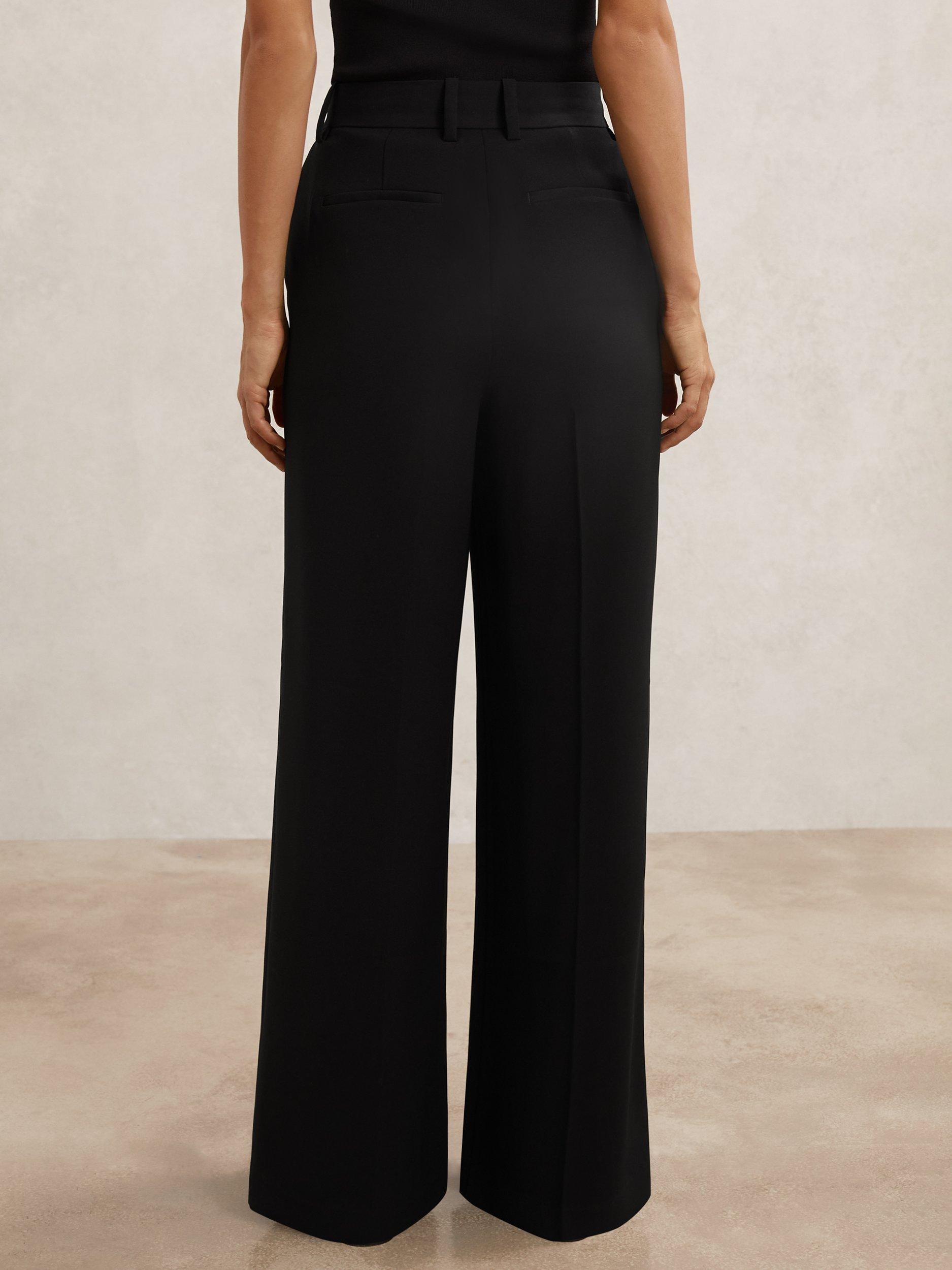 Product image 2 of 5, which shows Reiss Margeaux Wide Leg Trousers, Black, 6R