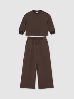 Reiss Kids' Bernie Sweatshirt and Joggers Set, Chocolate, Chocolate