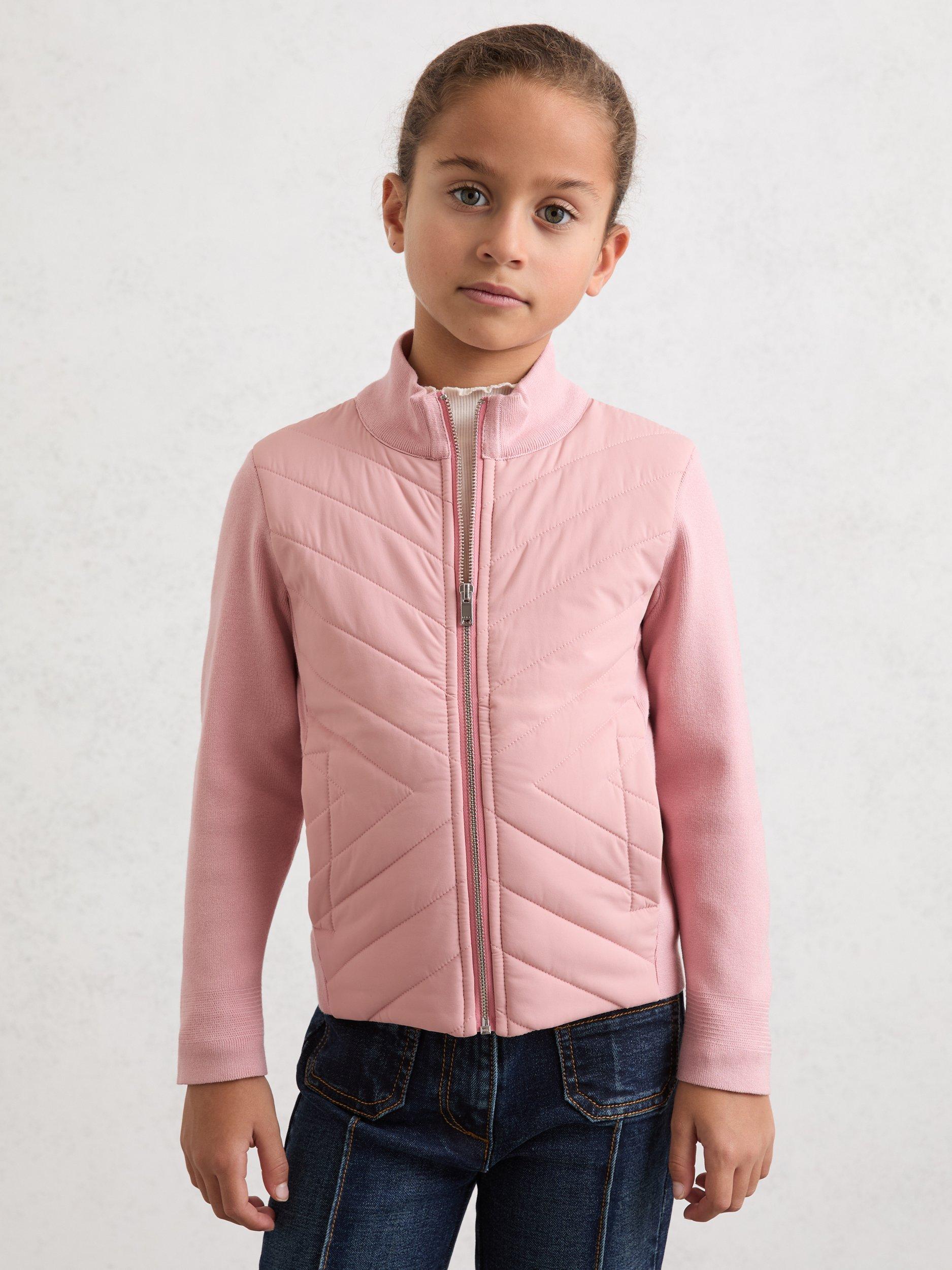 Product image 1 of 5, which shows Reiss Kids' Hansel Quilted Jacket, Pink, 3-4 years