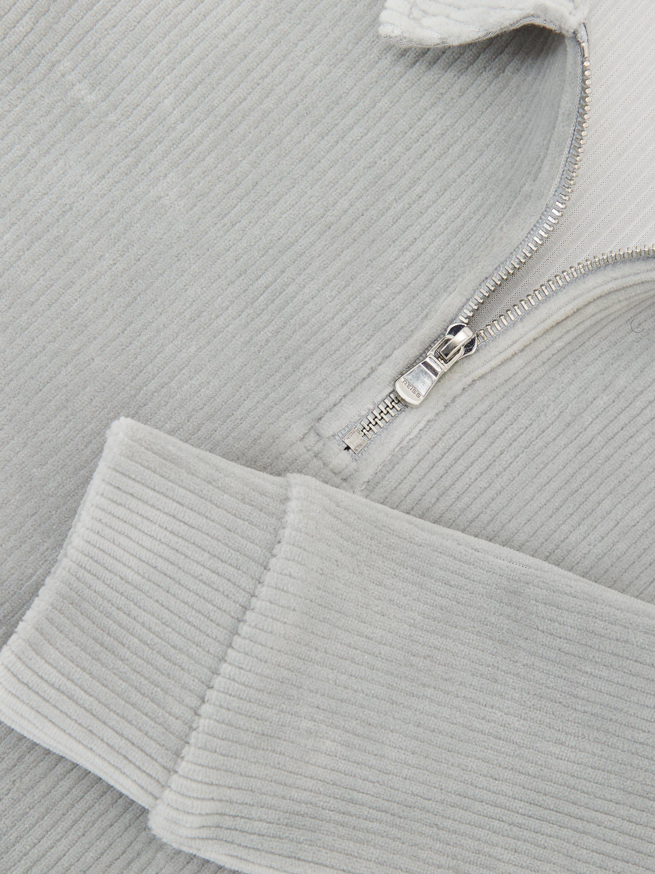 Product image 4 of 4, which shows Reiss Kids' Bert Cotton Blend Zip Neck Sweatshirt, Soft Grey, 3-4 years