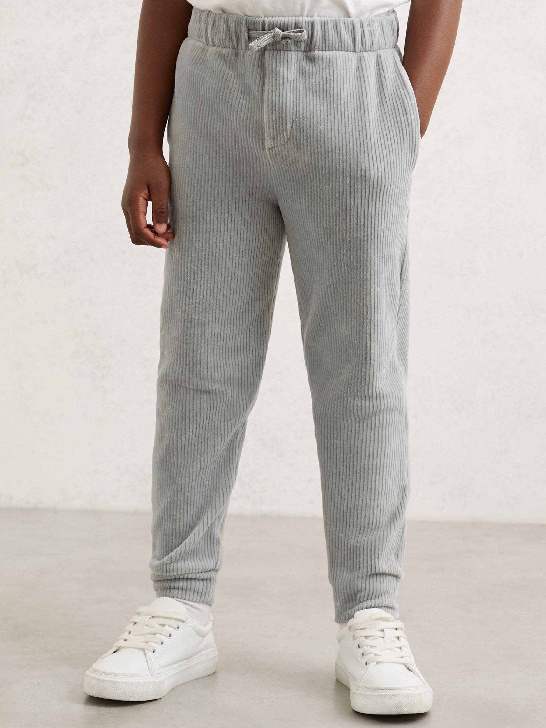 Product image 1 of 4, which shows Reiss Kids' Cotton Blend Drawstring Joggers, Grey, 3-4 years