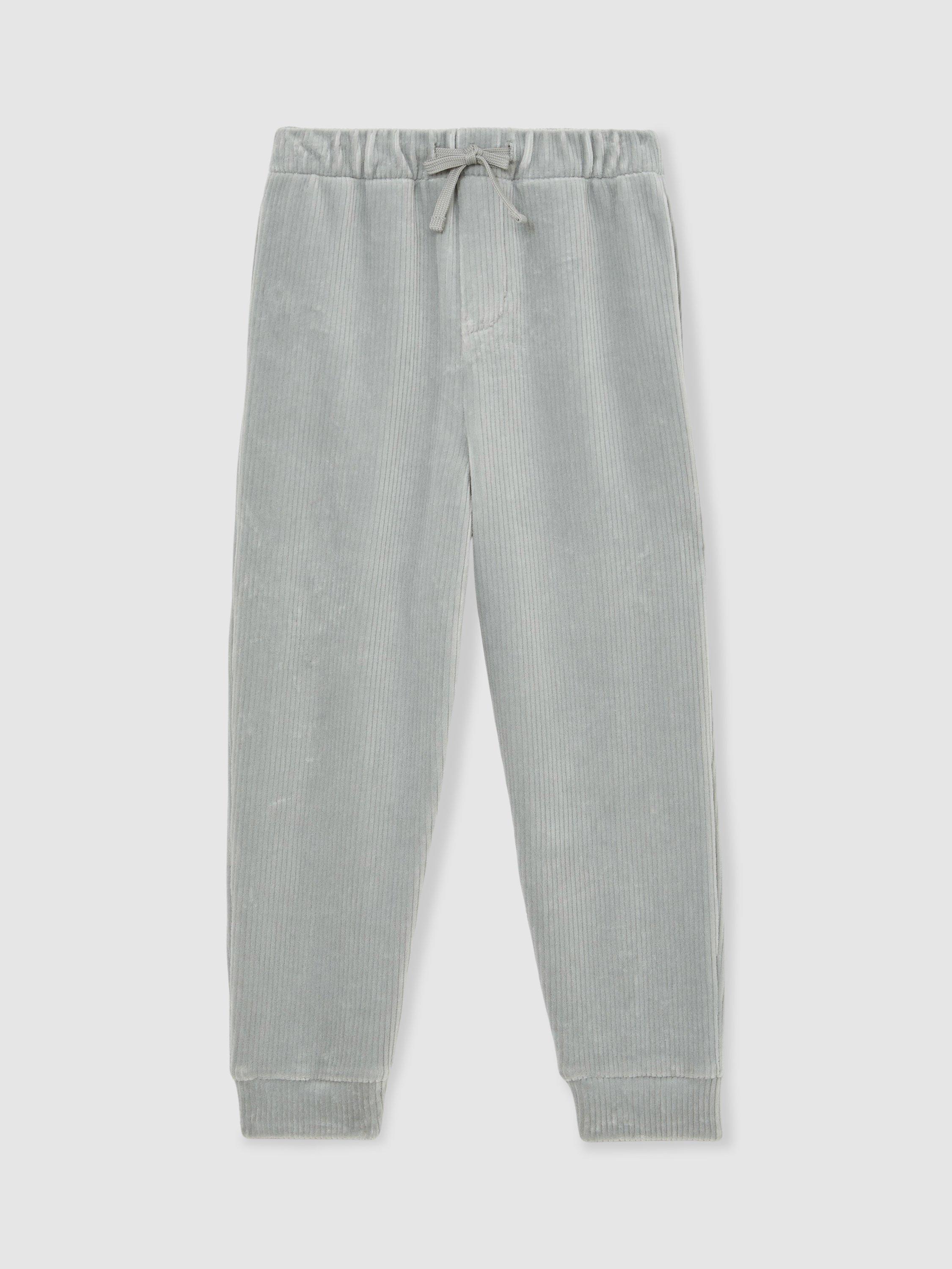 Product image 2 of 4, which shows Reiss Kids' Cotton Blend Drawstring Joggers, Grey, 3-4 years