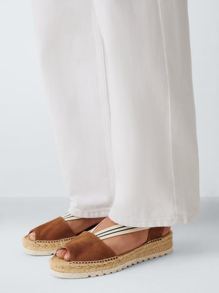 John Lewis Kallies Suede Open Toe Elasticated Flat Espadrille Sandals, Tan - view 2, Tan
