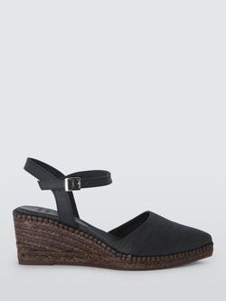 John Lewis Lana Pointed Wedge Tonal Espadrille Sandals, Black, Black