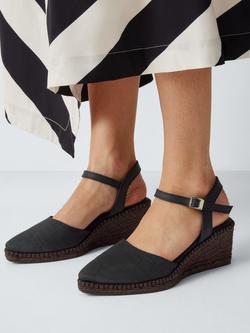 John Lewis Lana Pointed Wedge Tonal Espadrille Sandals, Black - view 2, Black