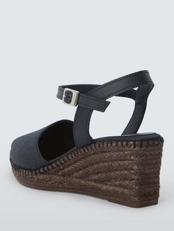 John Lewis Lana Pointed Wedge Tonal Espadrille Sandals, Black - view 2, Black