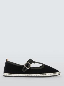 John Lewis Lily T-Bar Mary Jane Ballerina Espadrille Sandals, Black, Black