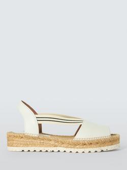 John Lewis Kallies Leather Open Toe Elasticated Flat Espadrille Sandals, Off White, Off White