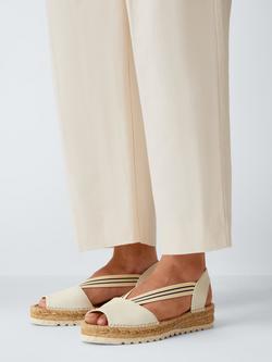John Lewis Kallies Leather Open Toe Elasticated Flat Espadrille Sandals, Off White - view 2, Off White