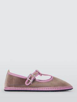 John Lewis Lily T-Bar Mary Jane Ballerina Espadrille Sandals, Taupe, Taupe