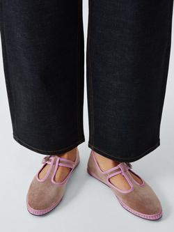 John Lewis Lily T-Bar Mary Jane Ballerina Espadrille Sandals, Taupe - view 2, Taupe