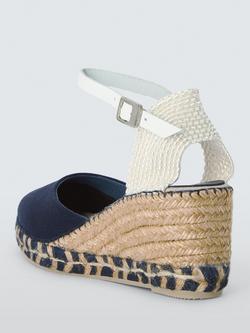 John Lewis Lloretta Two Part Closed Toe Wedge Heel Espadrille Sandals, Navy - view 2, Navy