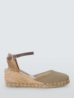 John Lewis Lloretta Two Part Closed Toe Wedge Heel Espadrille Sandals, Taupe, Taupe