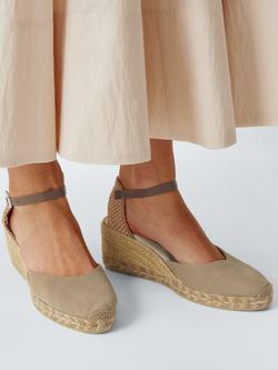 John Lewis Lloretta Two Part Closed Toe Wedge Heel Espadrille Sandals, Taupe - view 2, Taupe