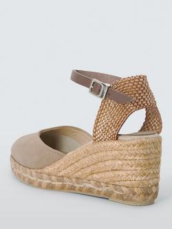 John Lewis Lloretta Two Part Closed Toe Wedge Heel Espadrille Sandals, Taupe - view 2, Taupe