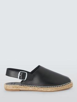 John Lewis Lydia Leather Babouche Slingback Espadrille Sandals, Black, Black
